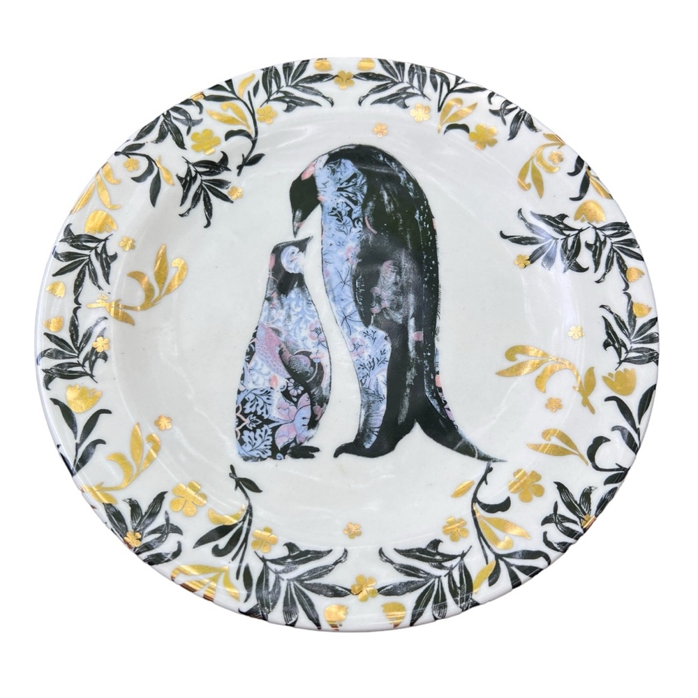 Anthropologie x Josie Shenoy Penguin Metallic Graphic Plate - Picture 2 of 3